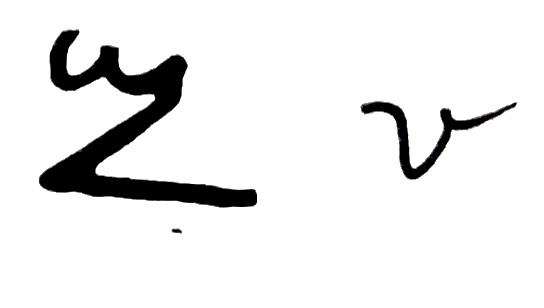 Kiafrakan glyph for letter V